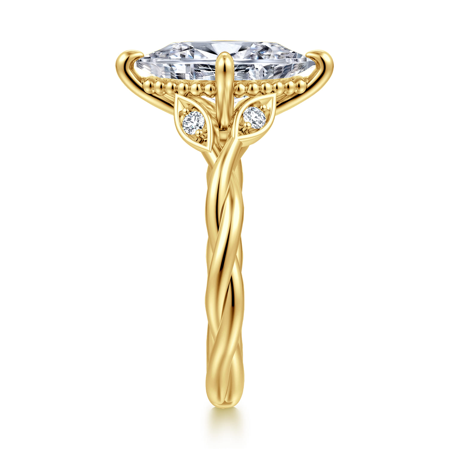 Daija - 14K Yellow Gold Twisted Marquise Diamond Engagement Ring - 0.09 ct - Shot 4