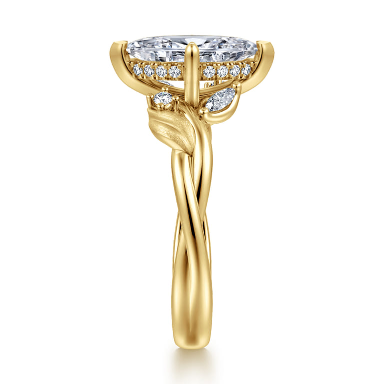 Darling - 14K Yellow Gold Compass Prong Twisted Marquise Shape Diamond Engagement Ring - 0.19 ct - Shot 4