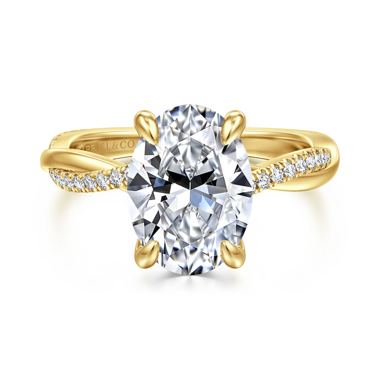 Campana - 14K Yellow Gold Oval Diamond Engagement Ring - 0.16 ct - Shot 1