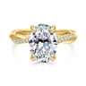Campana - 14K Yellow Gold Oval Diamond Engagement Ring - 0.16 ct