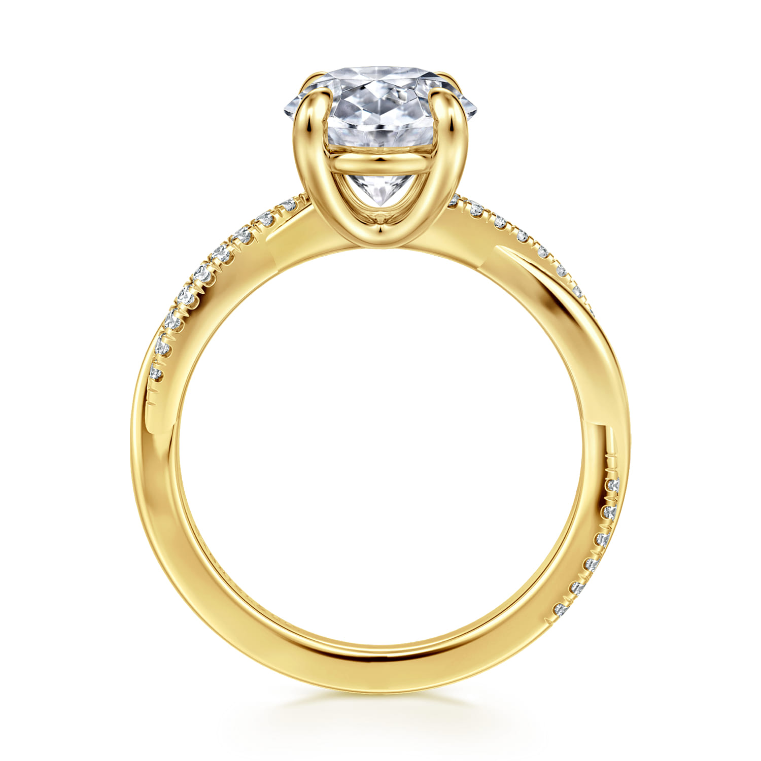 Campana - 14K Yellow Gold Oval Diamond Engagement Ring - 0.16 ct - Shot 2