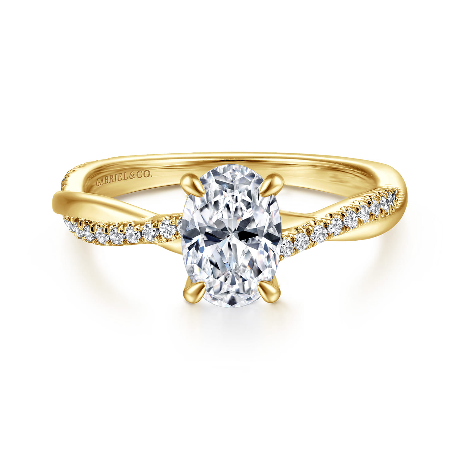 Campana - 14K Yellow Gold Oval Diamond Engagement Ring - 0.14 ct - Shot 1