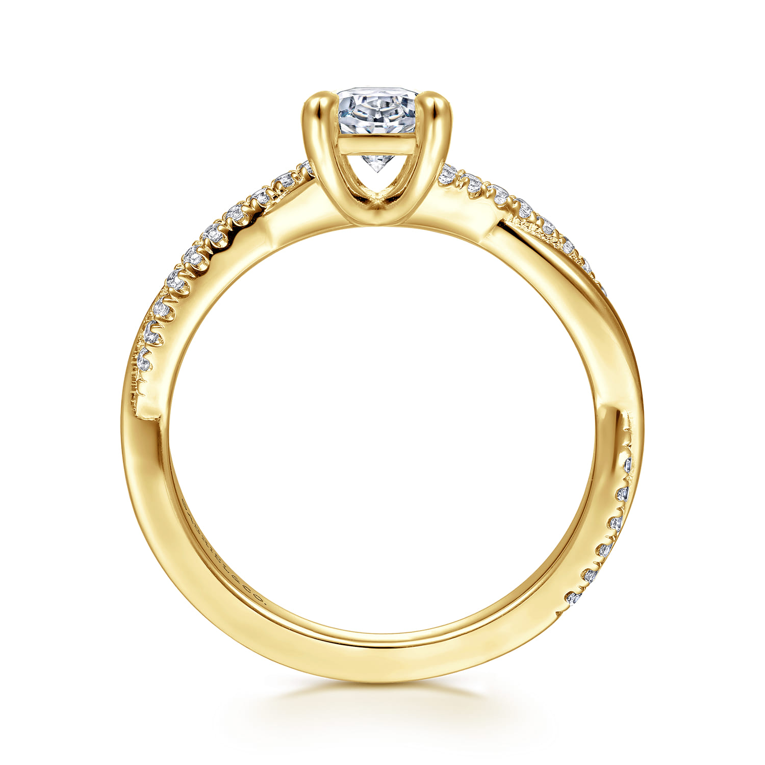 Campana - 14K Yellow Gold Oval Diamond Engagement Ring - 0.14 ct - Shot 2