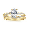 Campana - 14K Yellow Gold Oval Diamond Engagement Ring - 0.14 ct