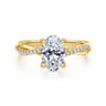 14K Yellow Gold Oval Twisted Diamond Engagement Ring - 0.16 ct