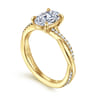 14K Yellow Gold Oval Twisted Diamond Engagement Ring - 0.16 ct