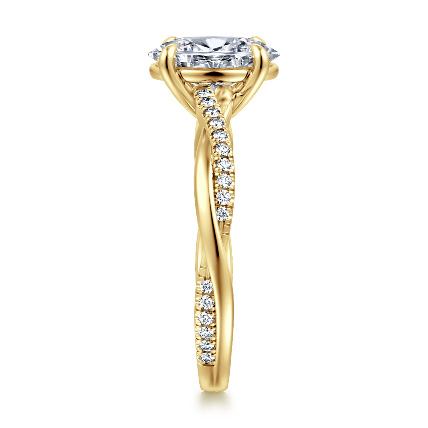14K Yellow Gold Oval Twisted Diamond Engagement Ring - 0.16 ct - Shot 4