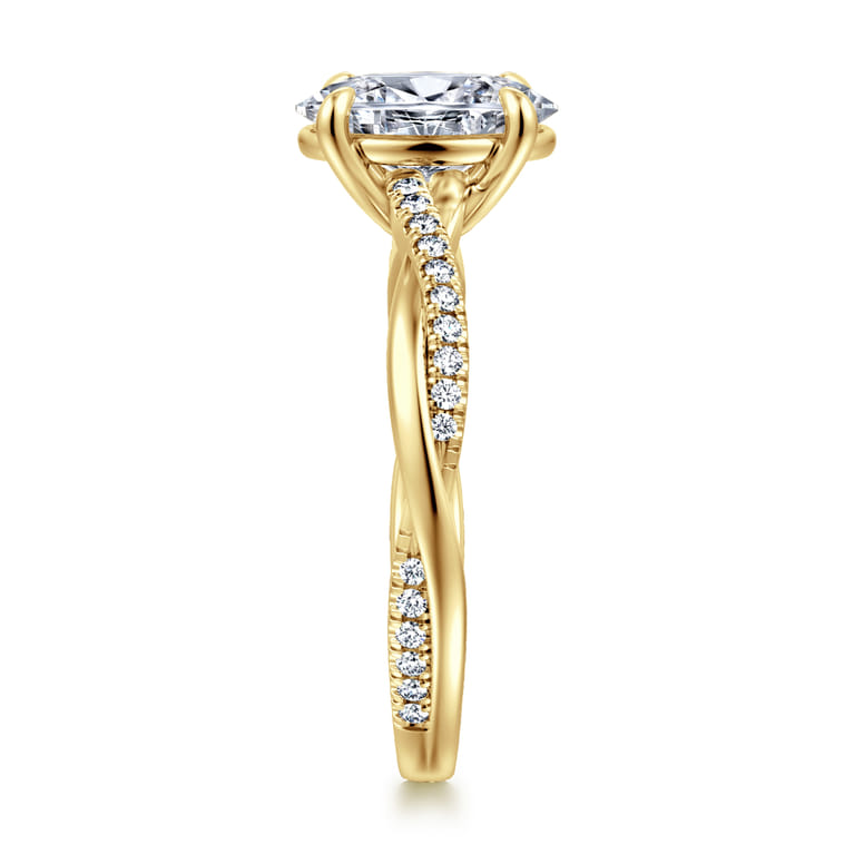 14K Yellow Gold Oval Twisted Diamond Engagement Ring - 0.16 ct - Shot 4