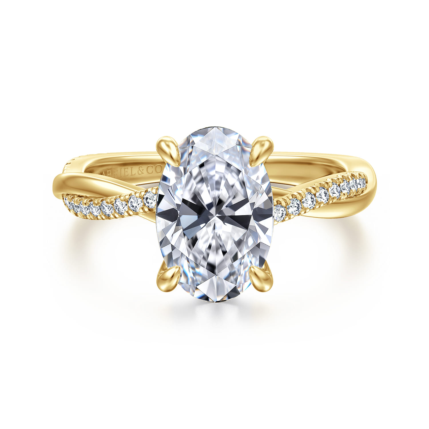 Campana - 14K Yellow Gold Oval Diamond Engagement Ring - 0.16 ct - Shot 1