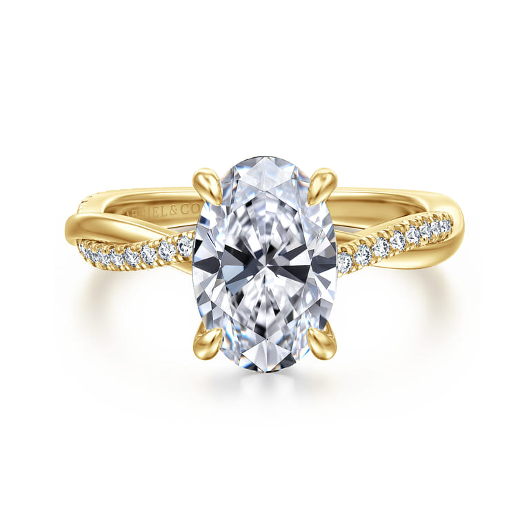 Campana - 14K Yellow Gold Oval Diamond Engagement Ring - 0.16 ct - Shot 1