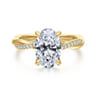 Campana - 14K Yellow Gold Oval Diamond Engagement Ring - 0.16 ct