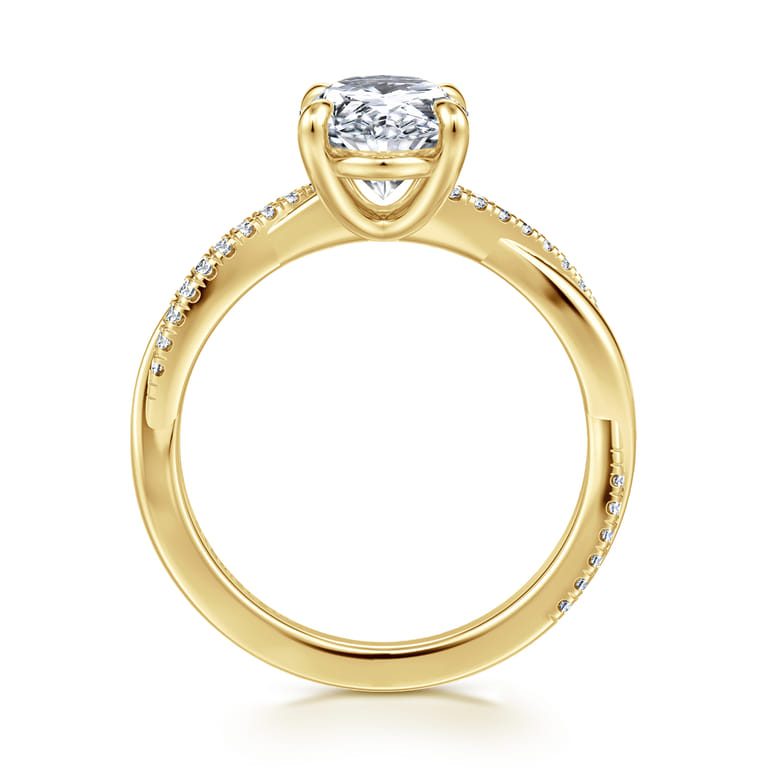 Campana - 14K Yellow Gold Oval Diamond Engagement Ring - 0.16 ct - Shot 2