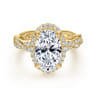 Sharon - 14K Yellow Gold Oval Halo Twisted Diamond Engagement Ring - 0.57 ct