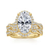 Sharon - 14K Yellow Gold Oval Halo Twisted Diamond Engagement Ring - 0.57 ct