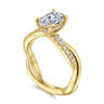 Panelope - 14K Yellow Gold Twisted Oval Diamond Engagement Ring - 0.25 ct