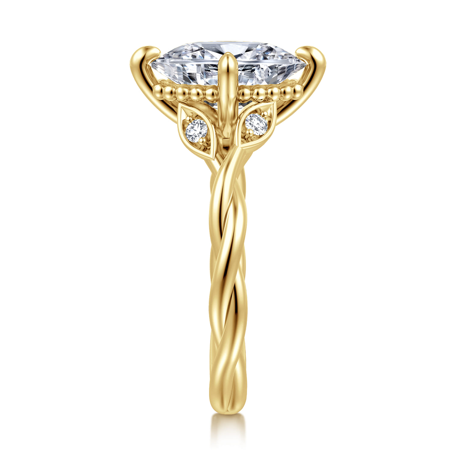 Daija - 14K Yellow Gold Twisted Oval Diamond Engagement Ring - 0.09 ct - Shot 4