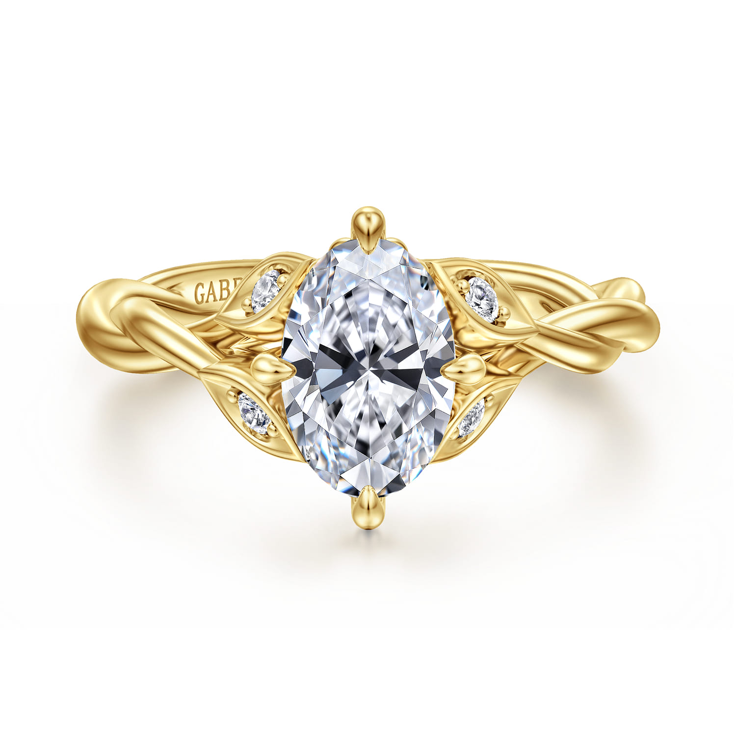 Daija - 14K Yellow Gold Twisted Oval Diamond Engagement Ring - 0.09 ct - Shot 1