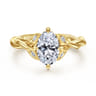 Daija - 14K Yellow Gold Twisted Oval Diamond Engagement Ring - 0.09 ct