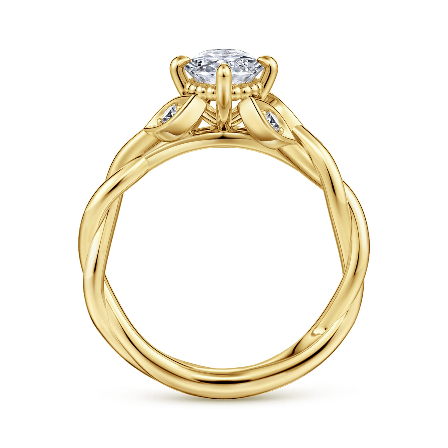 Daija - 14K Yellow Gold Twisted Oval Diamond Engagement Ring - 0.09 ct - Shot 2