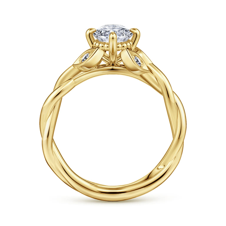 Daija - 14K Yellow Gold Twisted Oval Diamond Engagement Ring - 0.09 ct - Shot 2
