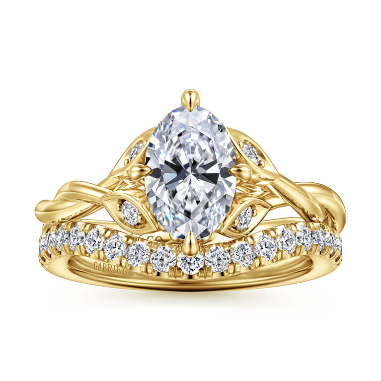Daija - 14K Yellow Gold Twisted Oval Diamond Engagement Ring - 0.09 ct - Shot 4