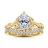 Daija - 14K Yellow Gold Twisted Oval Diamond Engagement Ring - 0.09 ct