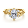 Darling - 14K Yellow Gold Compass Prong Twisted Oval Diamond Engagement Ring - 0.19 ct