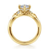 Darling - 14K Yellow Gold Compass Prong Twisted Oval Diamond Engagement Ring - 0.19 ct