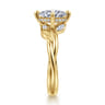 Darling - 14K Yellow Gold Compass Prong Twisted Oval Diamond Engagement Ring - 0.19 ct