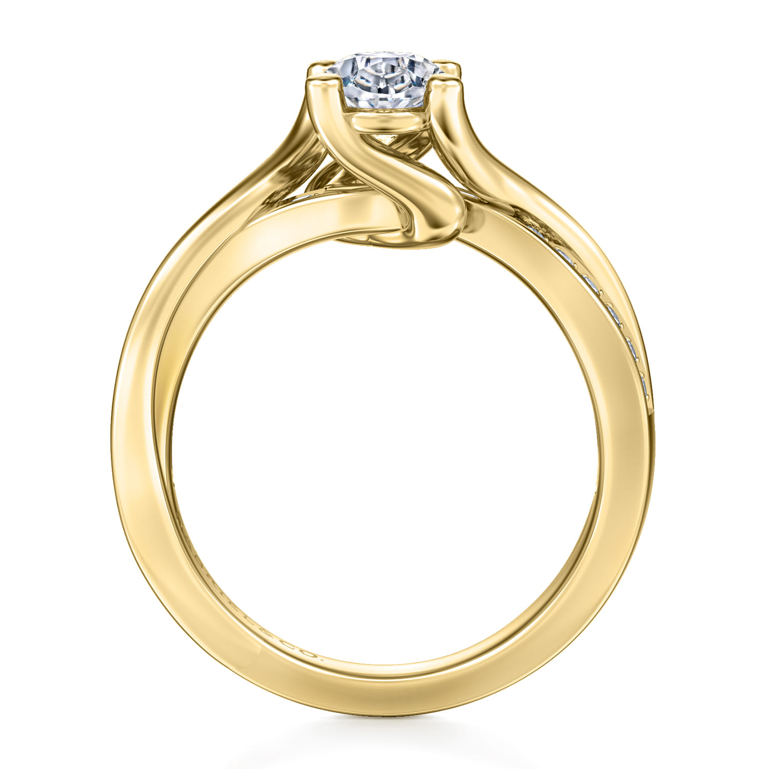 Aleesa - 14K Yellow Gold Twisted Oval Diamond Engagement Ring - 0.15 ct - Shot 2