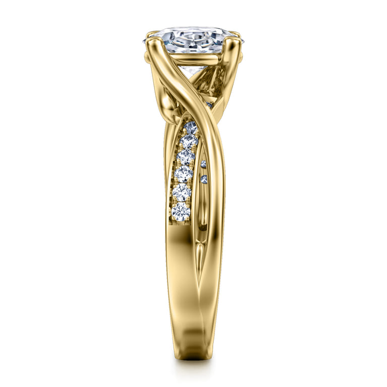 Aleesa - 14K Yellow Gold Twisted Oval Diamond Engagement Ring - 0.15 ct - Shot 5