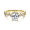 Gina - 14K Yellow Gold Twisted Oval Diamond Engagement Ring - 0.2 ct