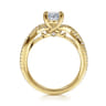 Gina - 14K Yellow Gold Twisted Oval Diamond Engagement Ring - 0.2 ct