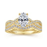 Gina - 14K Yellow Gold Twisted Oval Diamond Engagement Ring - 0.2 ct