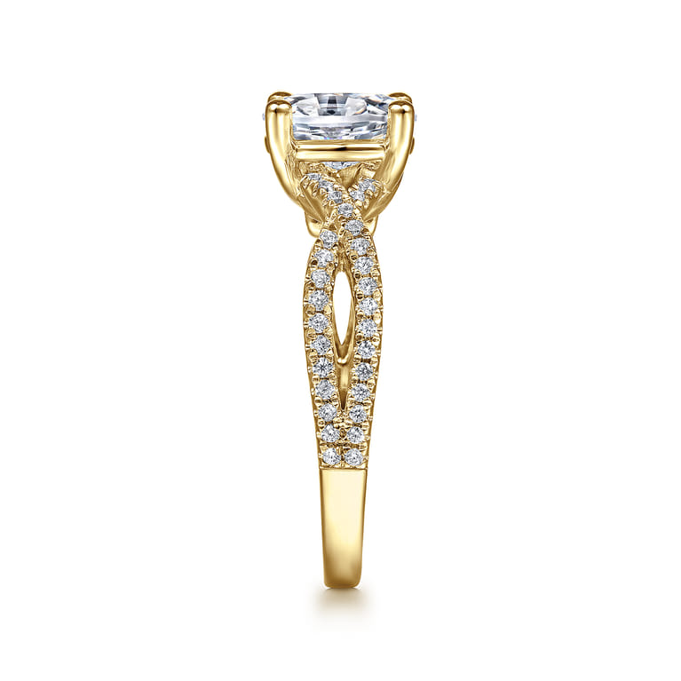 Gina - 14K Yellow Gold Twisted Oval Diamond Engagement Ring - 0.2 ct - Shot 5