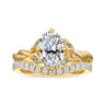 Daija - 14K Yellow Gold Twisted Oval Green Sapphire and Diamond Engagement Ring