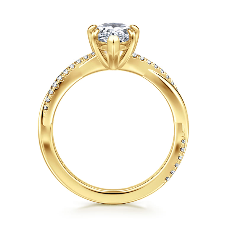 Campana - 14K Yellow Gold Pear Shape Twisted Diamond Engagement Ring - 0.16 ct - Shot 2