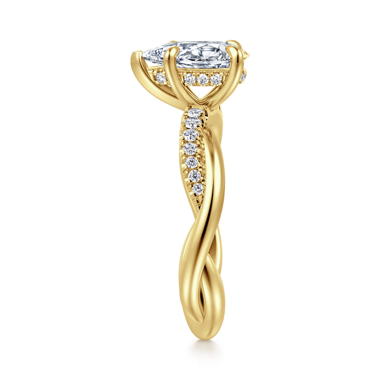 Panelope - 14K Yellow Gold Twisted Pear Shape Diamond Engagement Ring - 0.21 ct - Shot 4