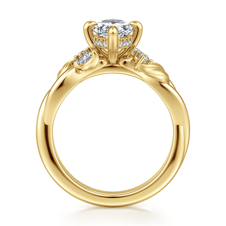 Darling - 14K Yellow Gold Compass Prong Twisted Pear Shape Diamond Engagement Ring - 0.19 ct - Shot 2