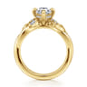 Darling - 14K Yellow Gold Compass Prong Twisted Pear Shape Diamond Engagement Ring - 0.19 ct