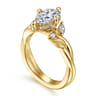Darling - 14K Yellow Gold Compass Prong Twisted Pear Shape Diamond Engagement Ring - 0.19 ct
