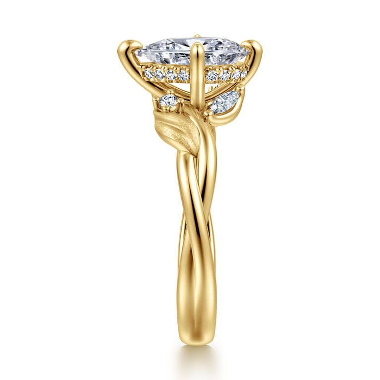 Darling - 14K Yellow Gold Compass Prong Twisted Pear Shape Diamond Engagement Ring - 0.19 ct - Shot 4