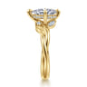 Darling - 14K Yellow Gold Compass Prong Twisted Pear Shape Diamond Engagement Ring - 0.19 ct