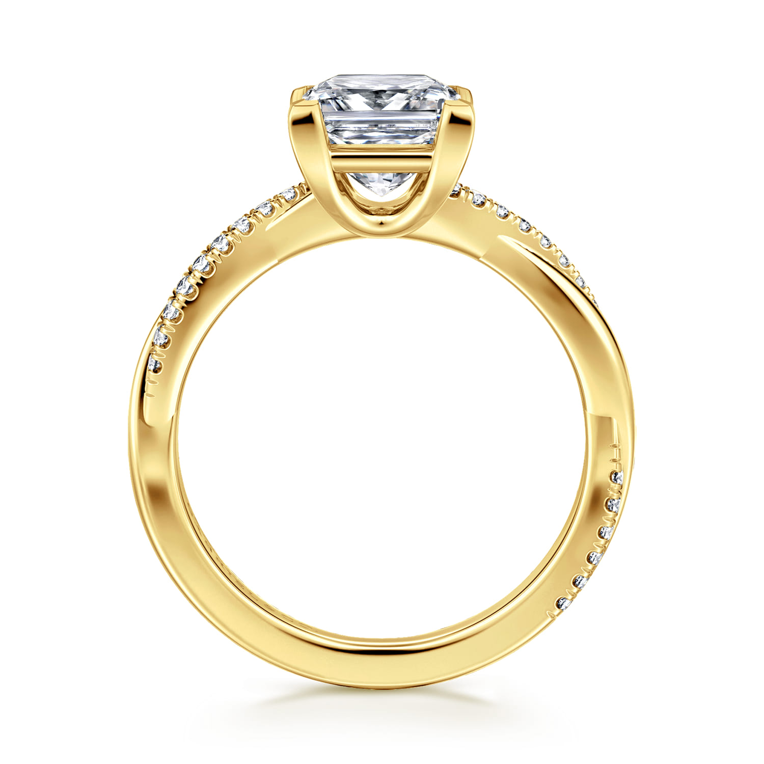 Campana - 14K Yellow Gold Princess Cut Twisted Diamond Engagement Ring - 0.16 ct - Shot 2
