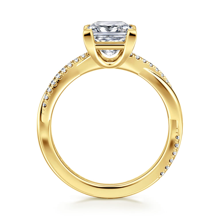 Campana - 14K Yellow Gold Princess Cut Twisted Diamond Engagement Ring - 0.16 ct - Shot 2