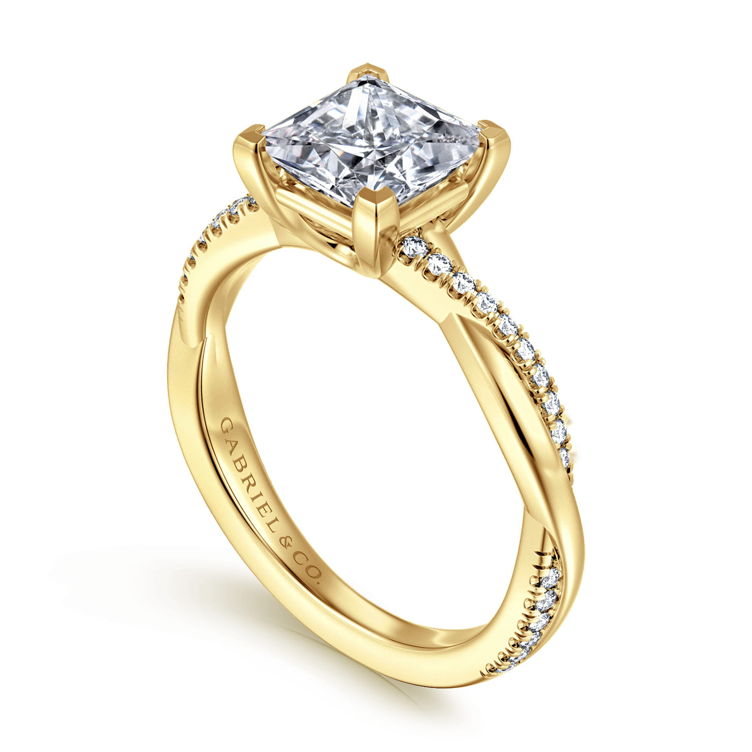 Campana - 14K Yellow Gold Princess Cut Twisted Diamond Engagement Ring - 0.16 ct - Shot 3