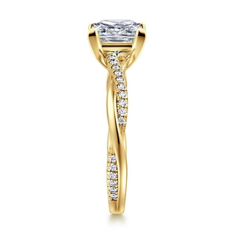 Campana - 14K Yellow Gold Princess Cut Twisted Diamond Engagement Ring - 0.16 ct - Shot 4
