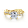 Panelope - 14K Yellow Gold Twisted Princess Cut Diamond Engagement Ring - 0.22 ct
