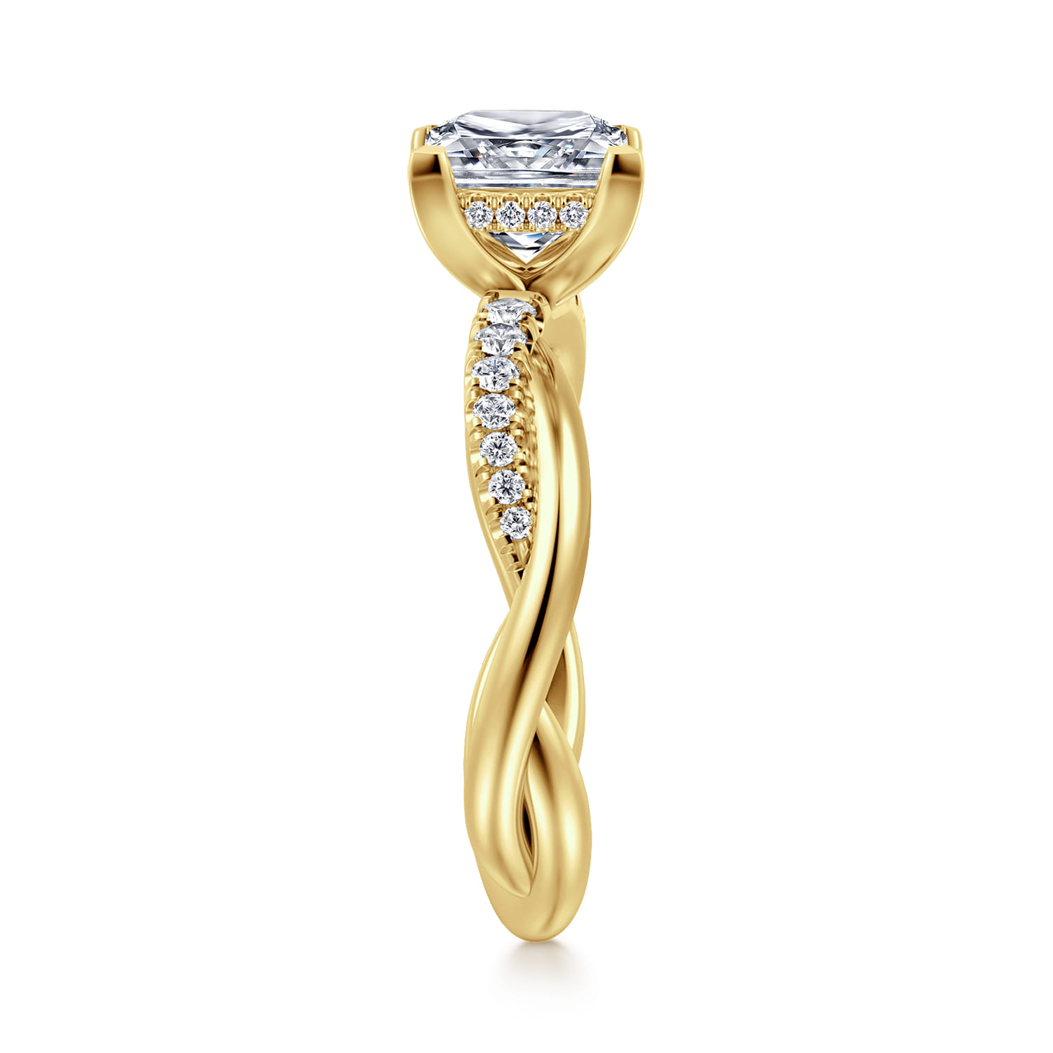 Panelope - 14K Yellow Gold Twisted Princess Cut Diamond Engagement Ring - 0.22 ct - Shot 4