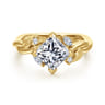 Darling - 14K Yellow Gold Compass Prong Twisted Princess Cut Diamond Engagement Ring - 0.17 ct